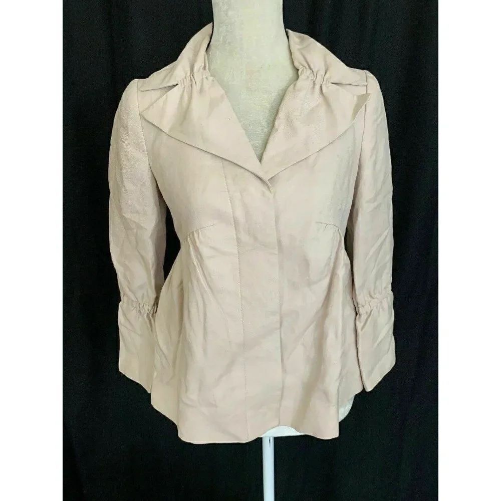 Zara Womens Solid Light Pink Long Sleeve Blazer Jacket Xs